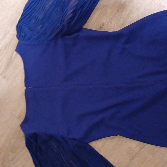 Eliza J. sheer voluminous bishop bubble sleeve pleated sheath dress party Small - Picture 15 of 16